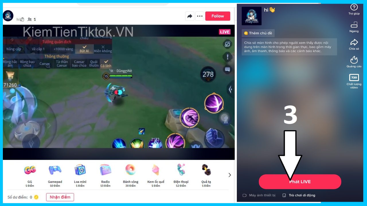 Hướng dẫn livestream tiktok bằng màn hình điện thoại mới nhất