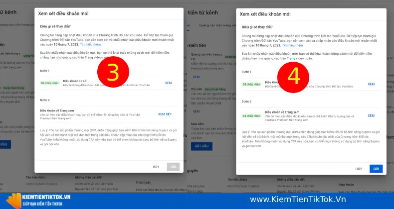 chấp thuận điền khoản của youtube