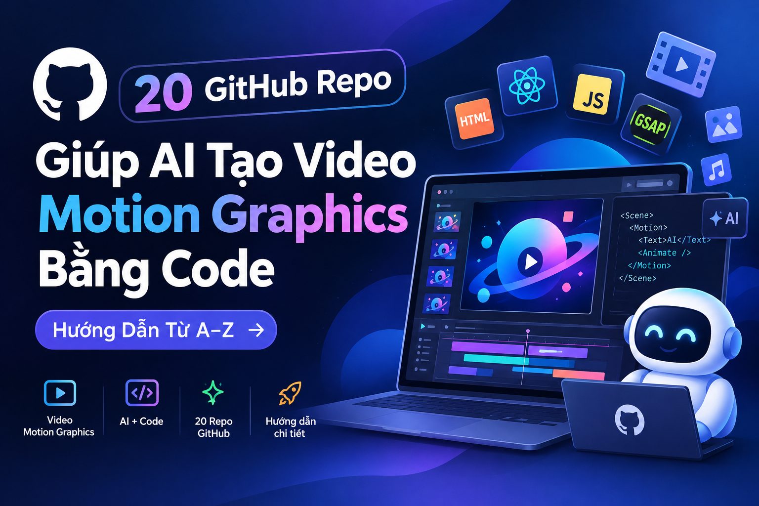 20 GitHub Repo Giúp AI Tạo Video Motion Graphics Bằng Code Siêu Đẹp